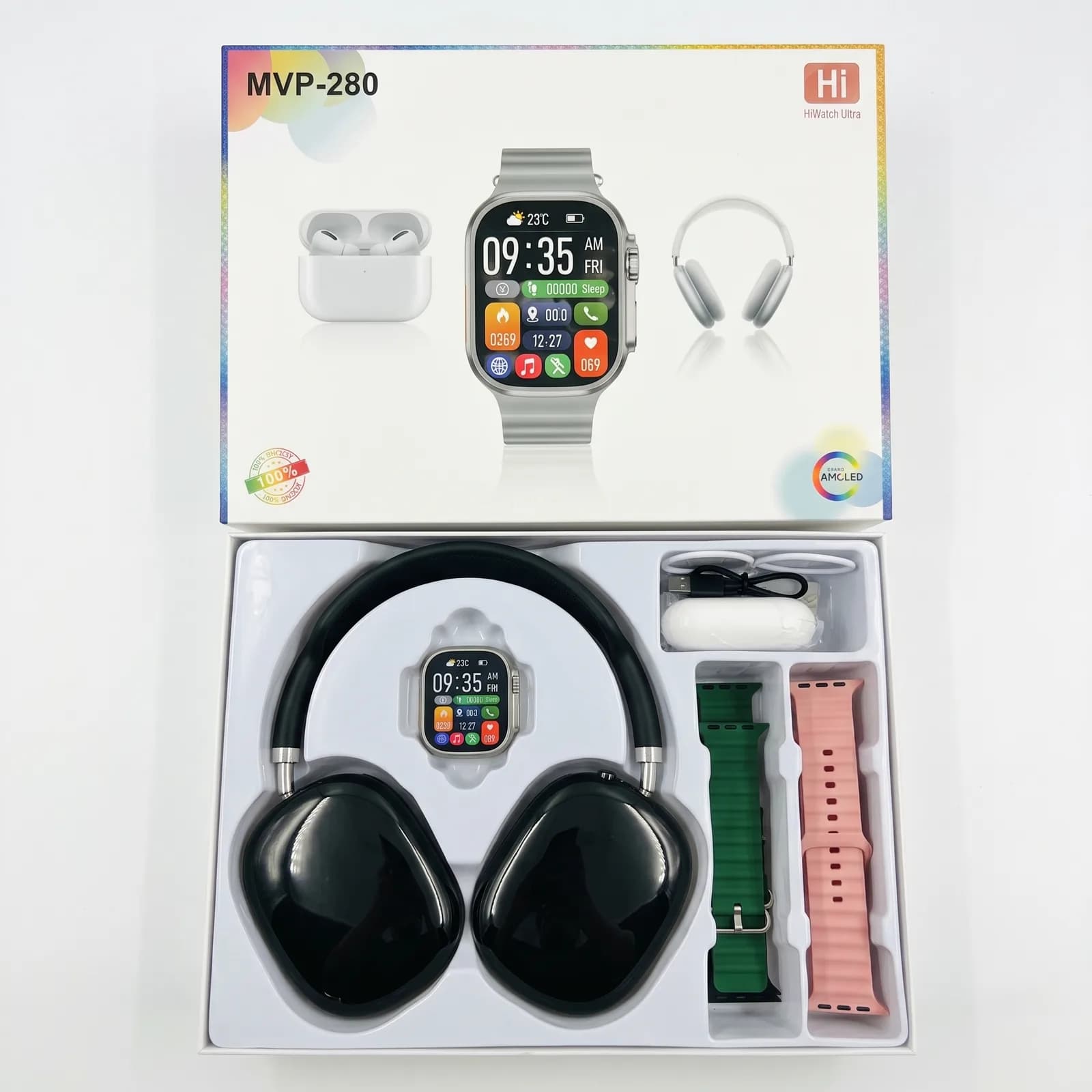 Pack HiWatch Ultra MVP-280 — Montre + Écouteurs + Casque